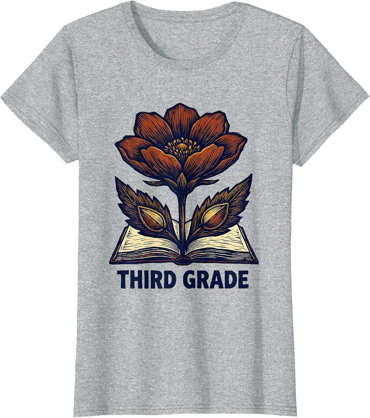 Third Grade Wildflower Floral Back To School Teacher Gift T-Shirt - Heather Grey