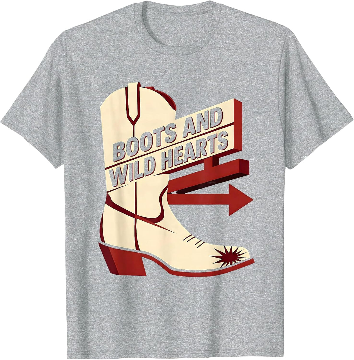 Men's Boots and Wild Hearts Western Design T-Shirt - Heather Grey