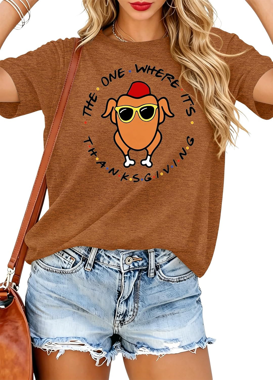 Thanksgiving Shirts for Women Friends Turkey Shirt Family T-shirt - Turkeybrown1