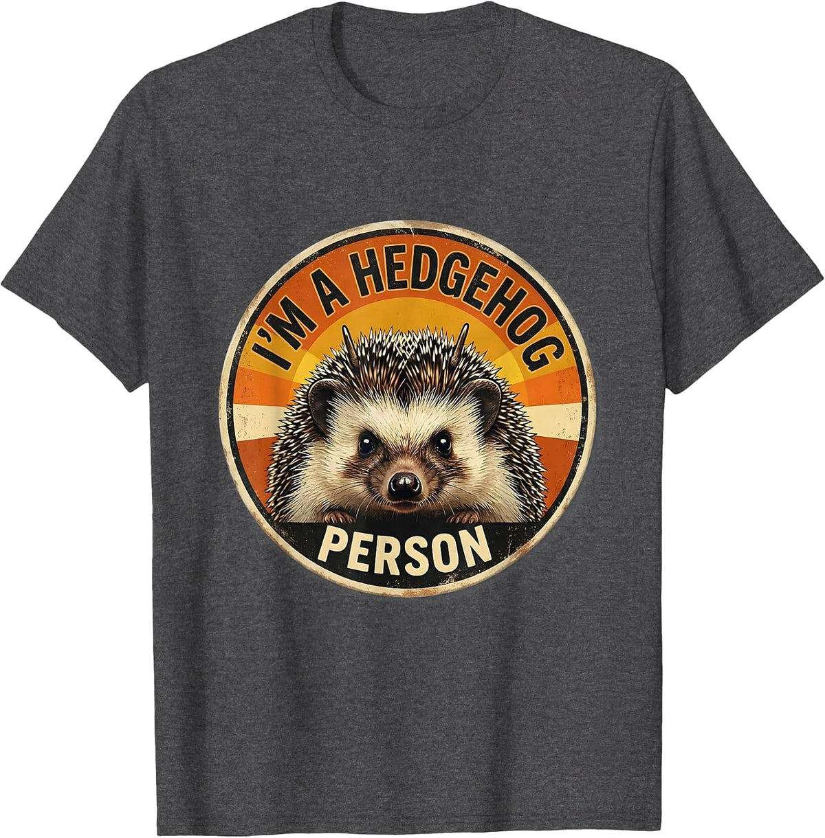Men's I'm A Hedgehog Person Cute Hedgehog Lover Vintage Retro T-Shirt - Dark Heather Grey