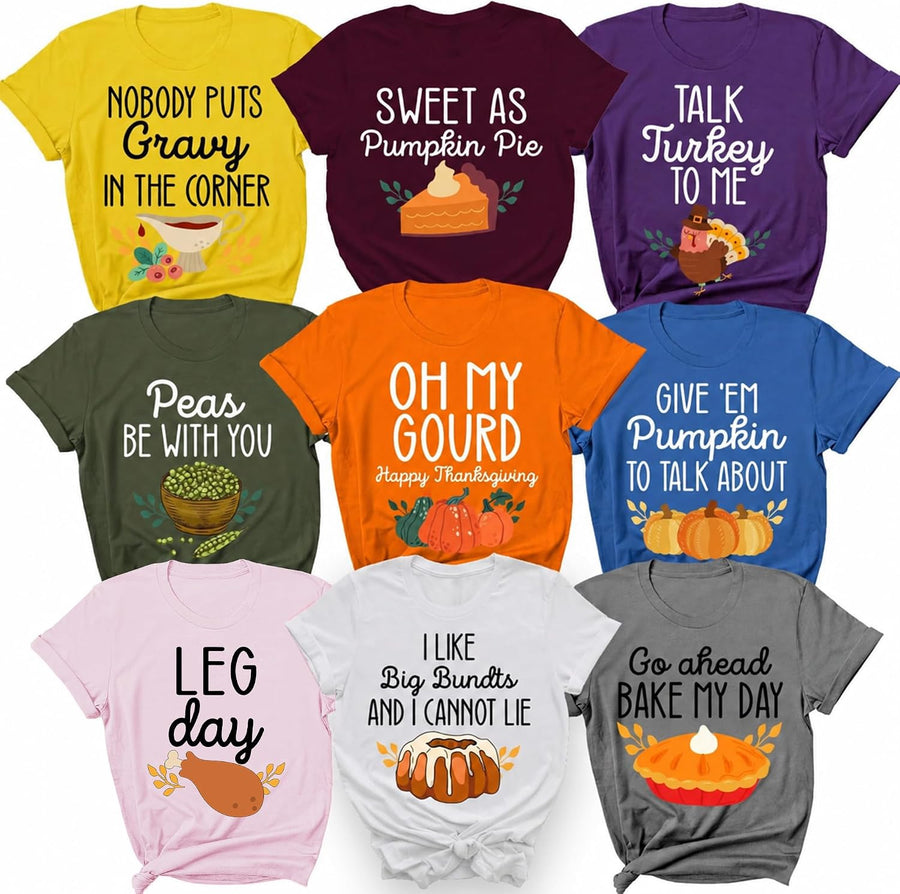Matching Family Thanksgiving T-Shirts, Groups Friendsgiving Shirt - Lets Do The Yam Thing, I was Thinner Before Dinner,