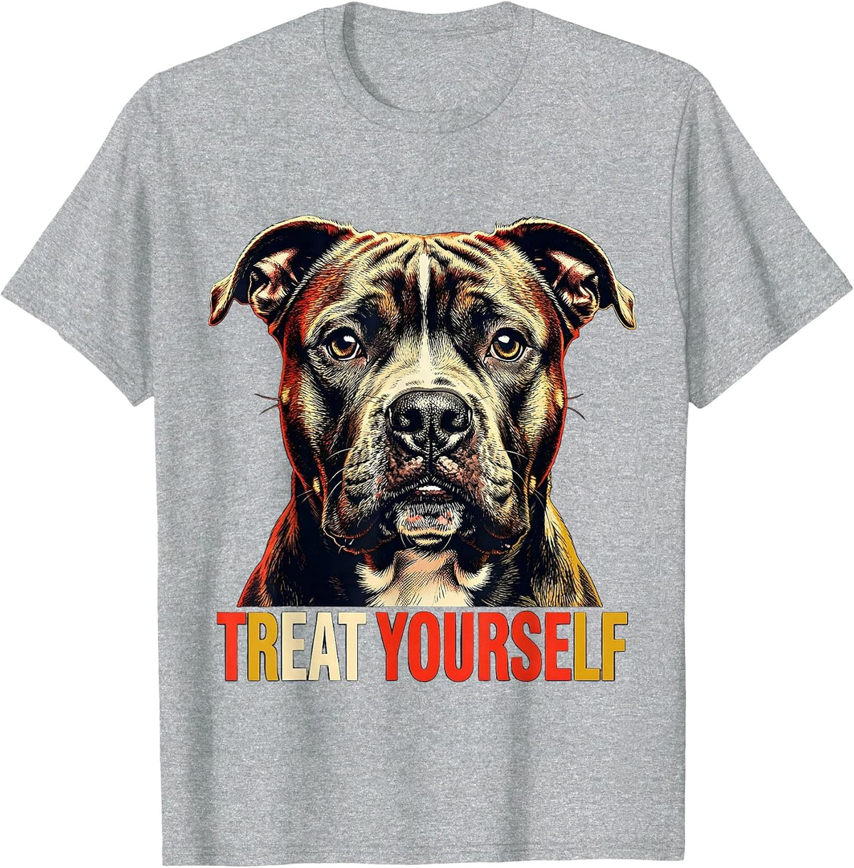Men's Treat Yourself Funny Pitbull Dog Owner Meme Humor T-Shirt - Heather Grey