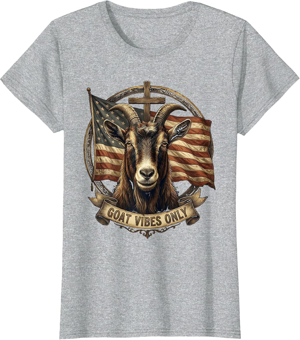 Goat Vibes Only Funny Goat Lover Design T-Shirt - Heather Grey
