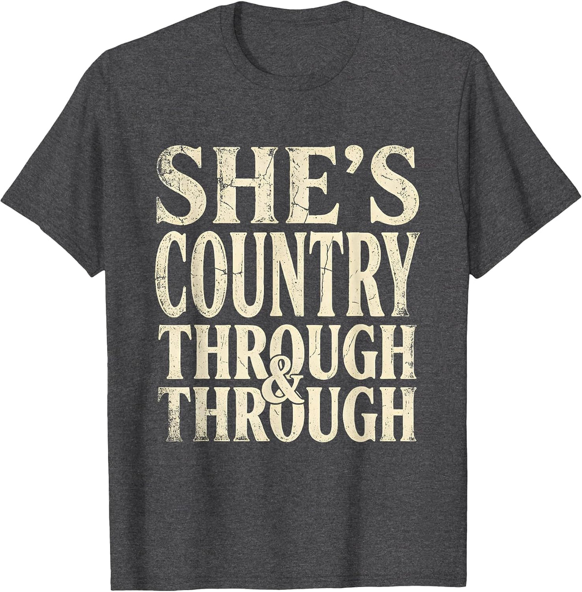 She's Country Through and Through Girls Western T-Shirt - Dark Heather Grey