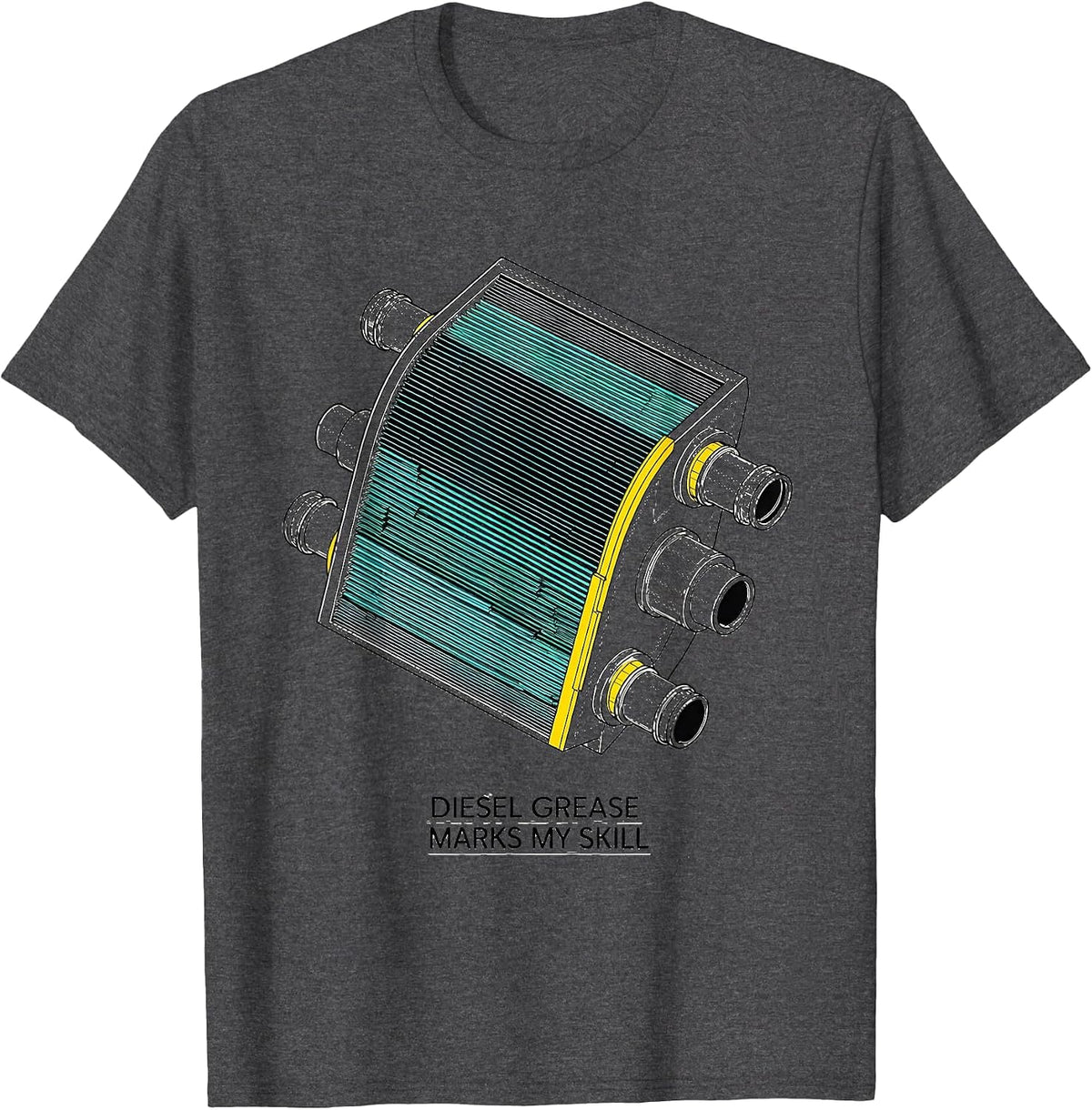 Men's Diesel Grease Marks My Skill Funny Diesel Mechanic Gift T-Shirt - Dark Heather Grey
