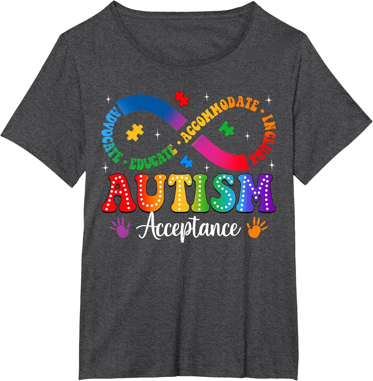 Autism Awareness Acceptance Shirt Infinity Symbol Men Women T-Shirt - Dark Heather Grey