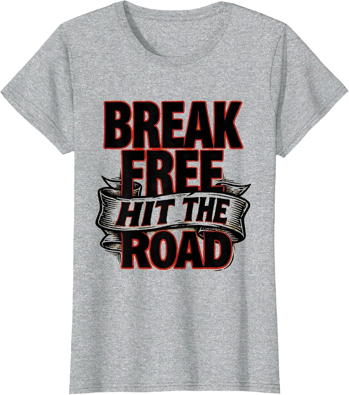 Freedom Tour Break Free Hit The Road Design T-Shirt - Heather Grey