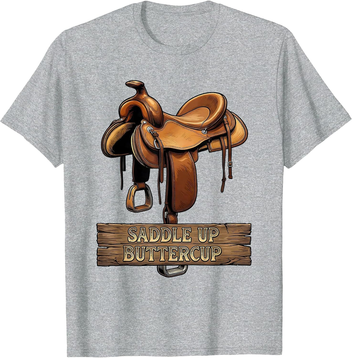 Men's Saddle Up Buttercup Cowgirl Graphic Design T-Shirt - Heather Grey