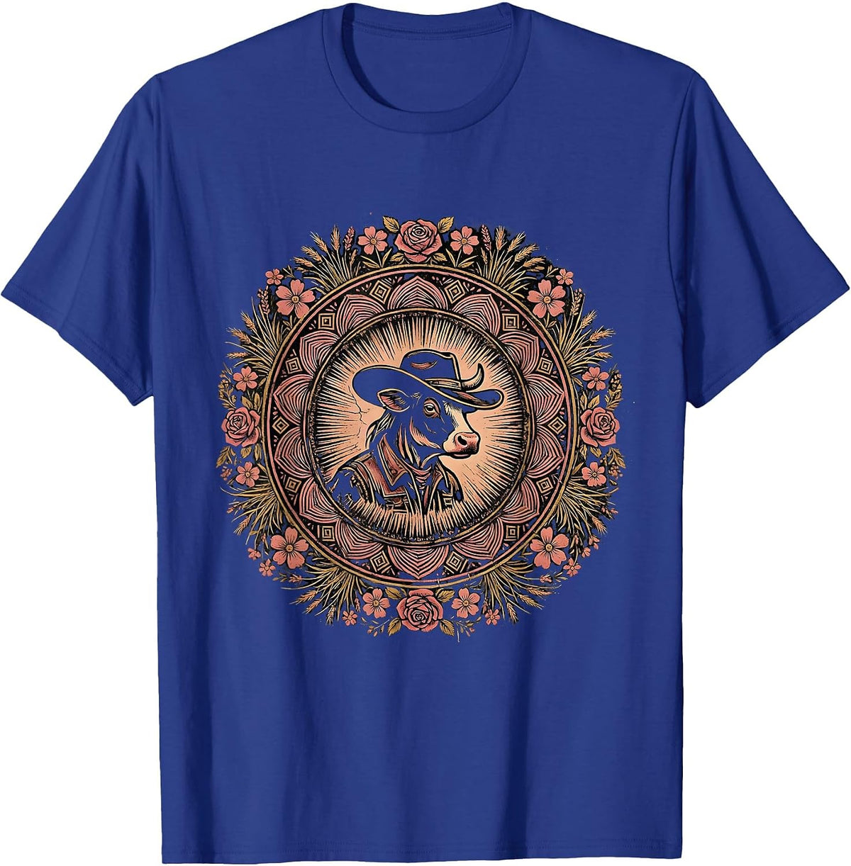 Pink Cowgirl Tipping Hat at Golden Hour T-Shirt - Royal Blue
