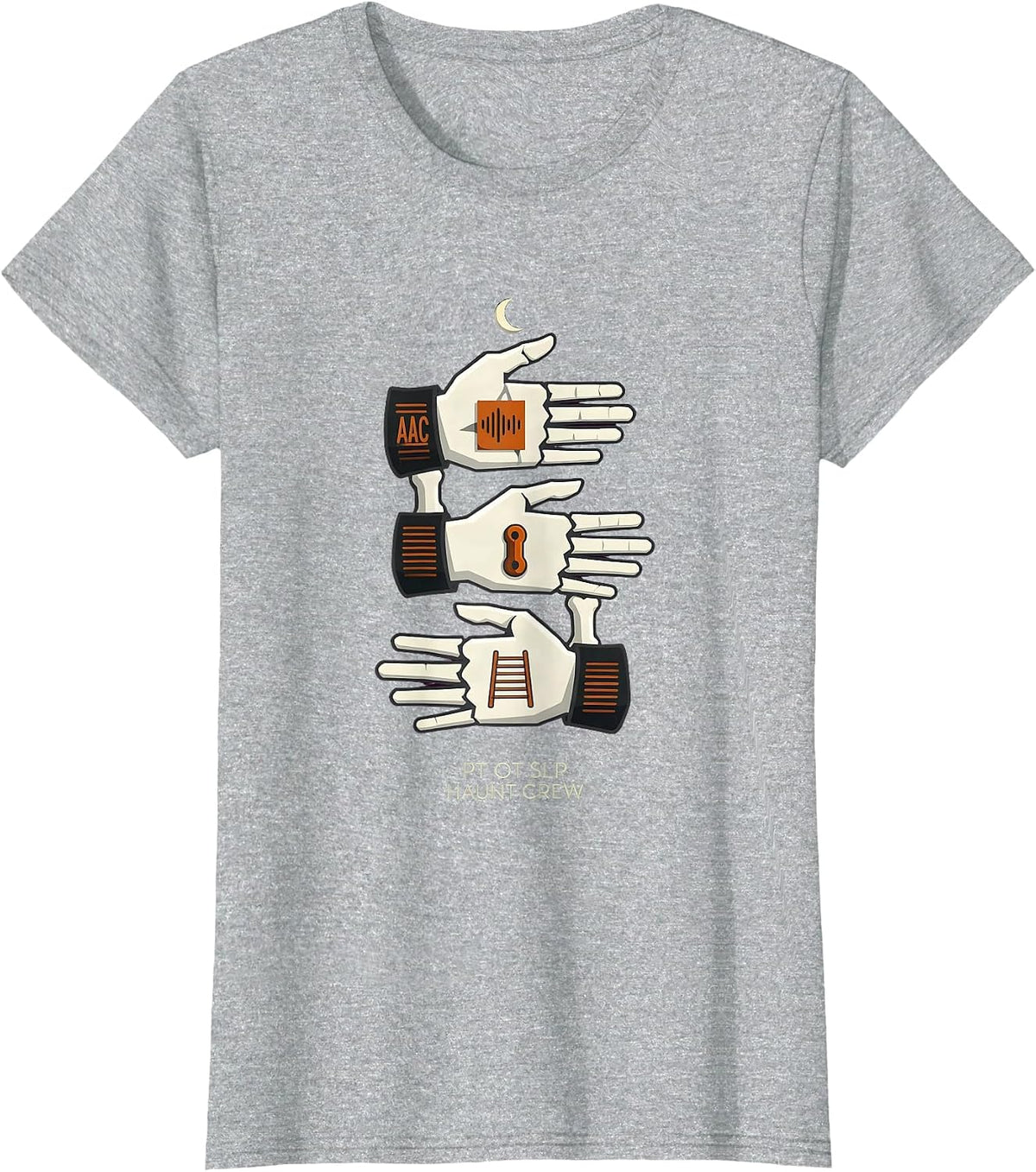 PT OT SLP Haunt Crew Editorial Conceptual Therapist T-Shirt - Heather Grey