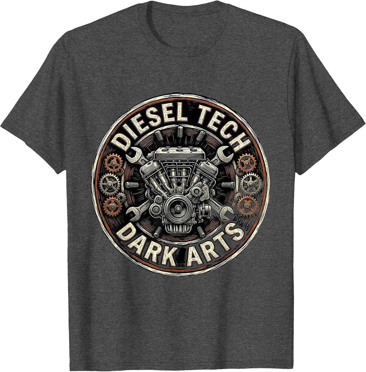 Diesel Tech. Dark Arts. Mechanic Badge T-Shirt - Dark Heather Grey