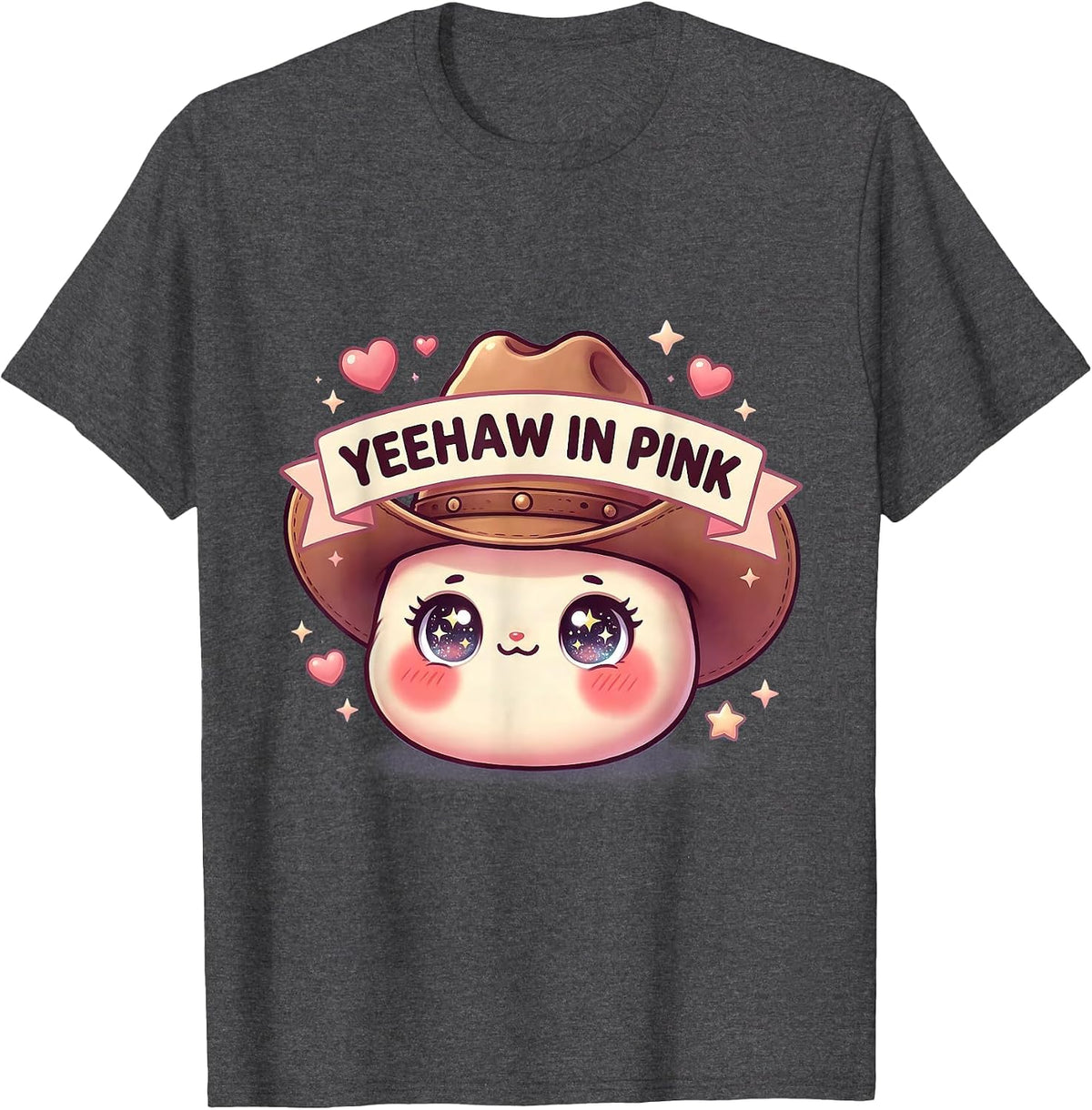 Men's Yeehaw Pink Cowgirl Western Design T-Shirt - Dark Heather Grey