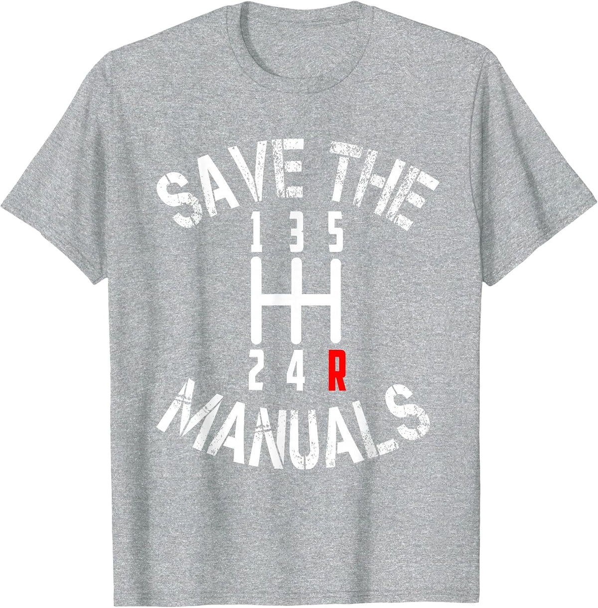 Save The Manuals Three Pedals Transmission JDM Euro T-Shirt T-Shirt - Heather Grey