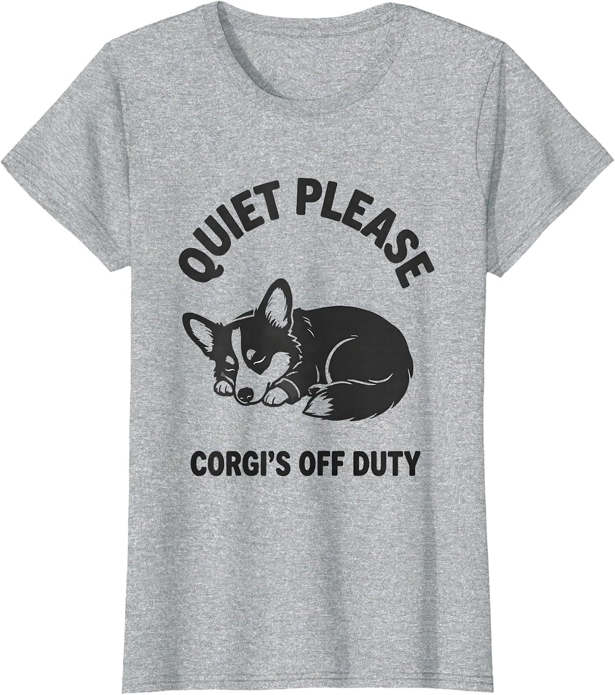 Quiet Please, Corgi's Off Duty Funny Corgi Pajama Holiday T-Shirt - Heather Grey