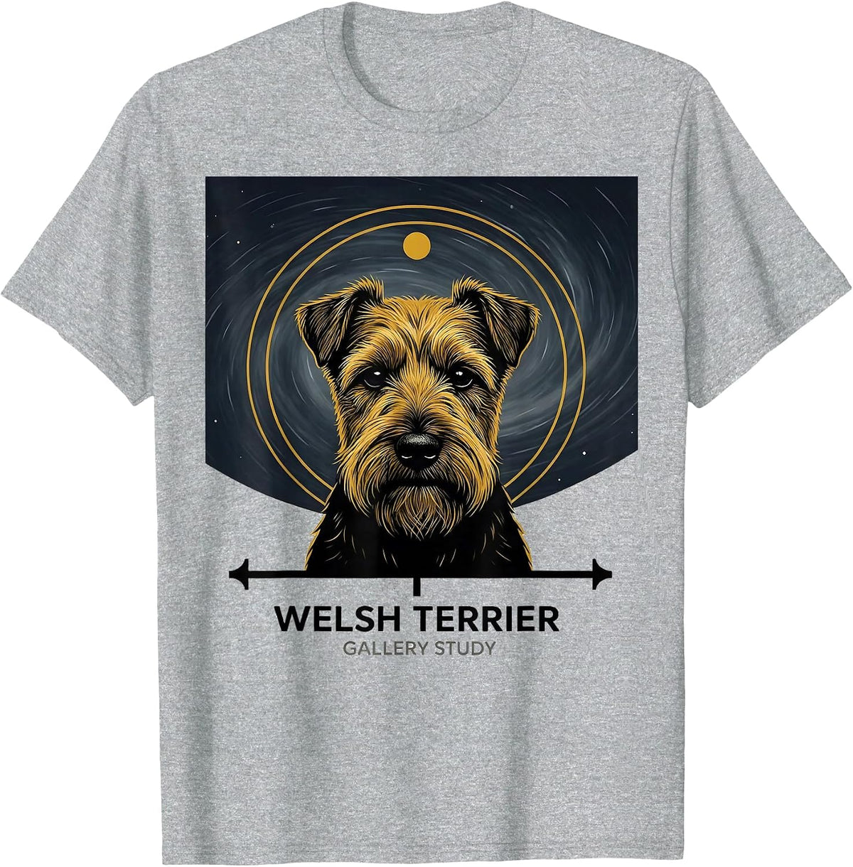 Men's Welsh Terrier Gallery Study Minimalist Dog Portrait Art T-Shirt - Heather Grey