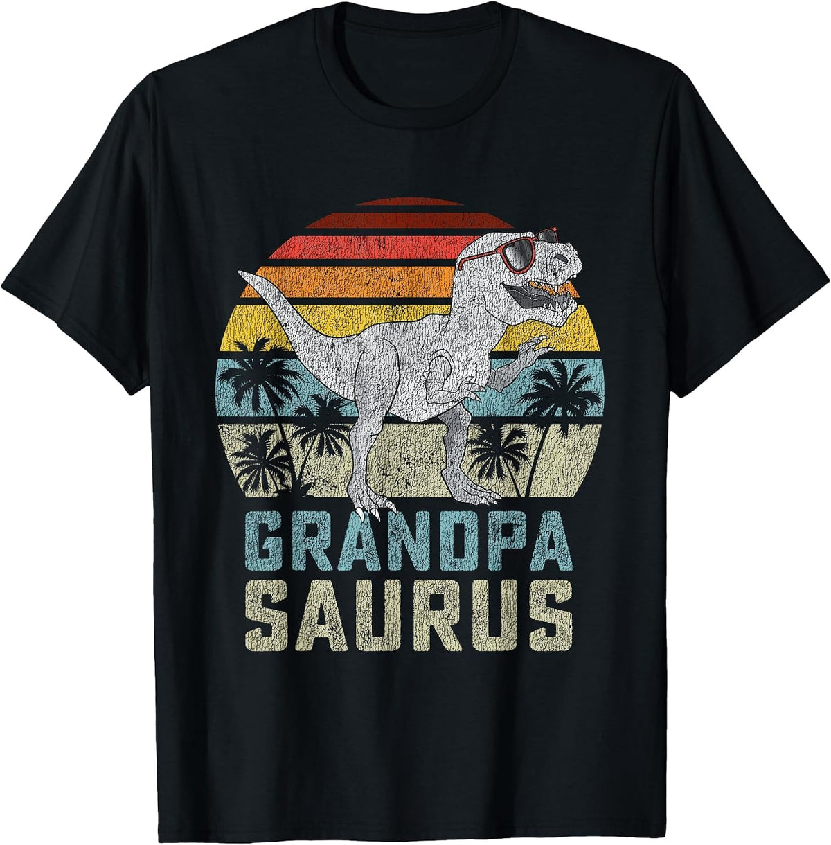 Grandpasaurus T Rex Dinosaur Grandpa Saurus Family Matching T-Shirt - Black