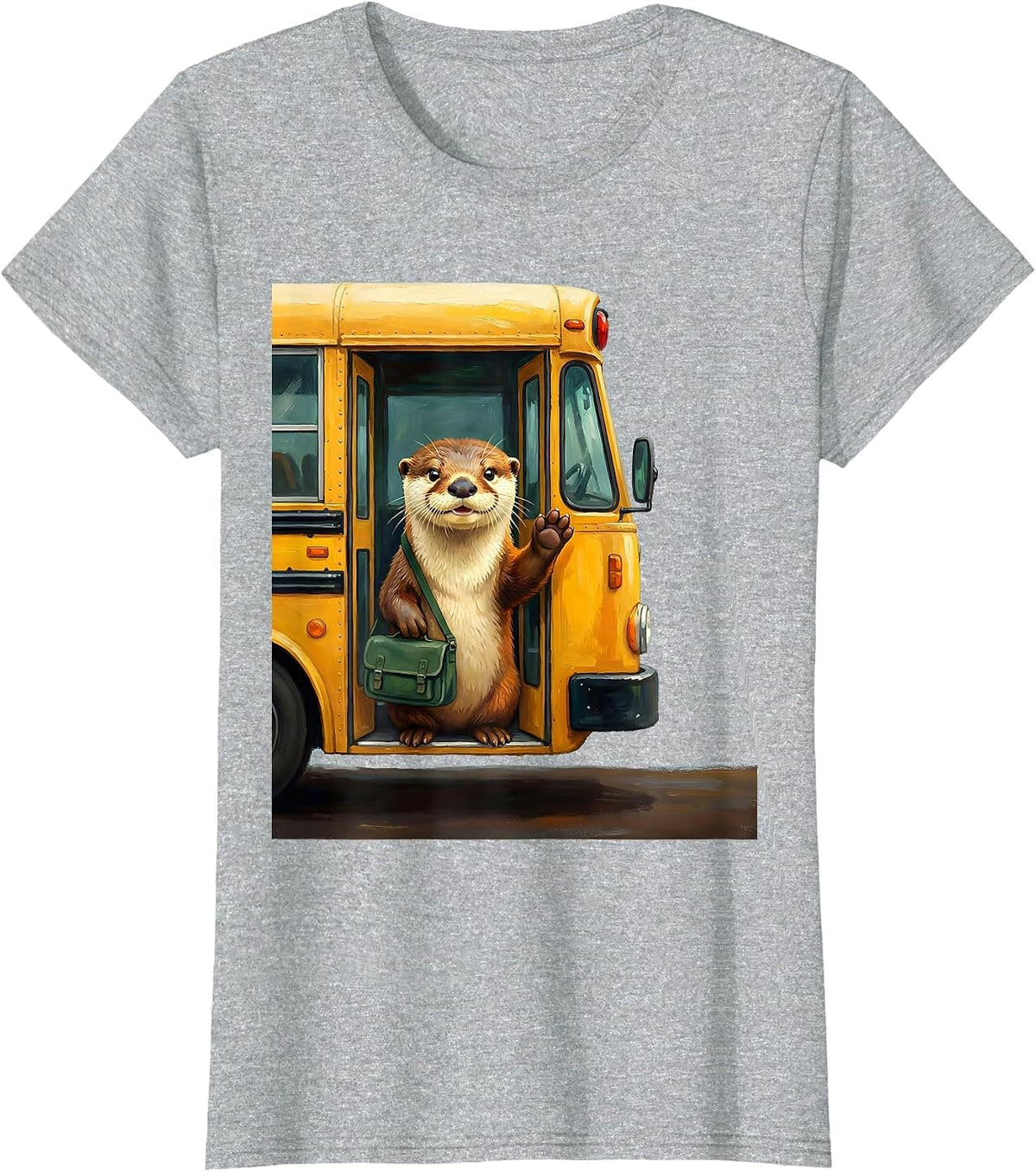 Storybook Otter Teacher Back to School Gift T-Shirt - Heather Grey