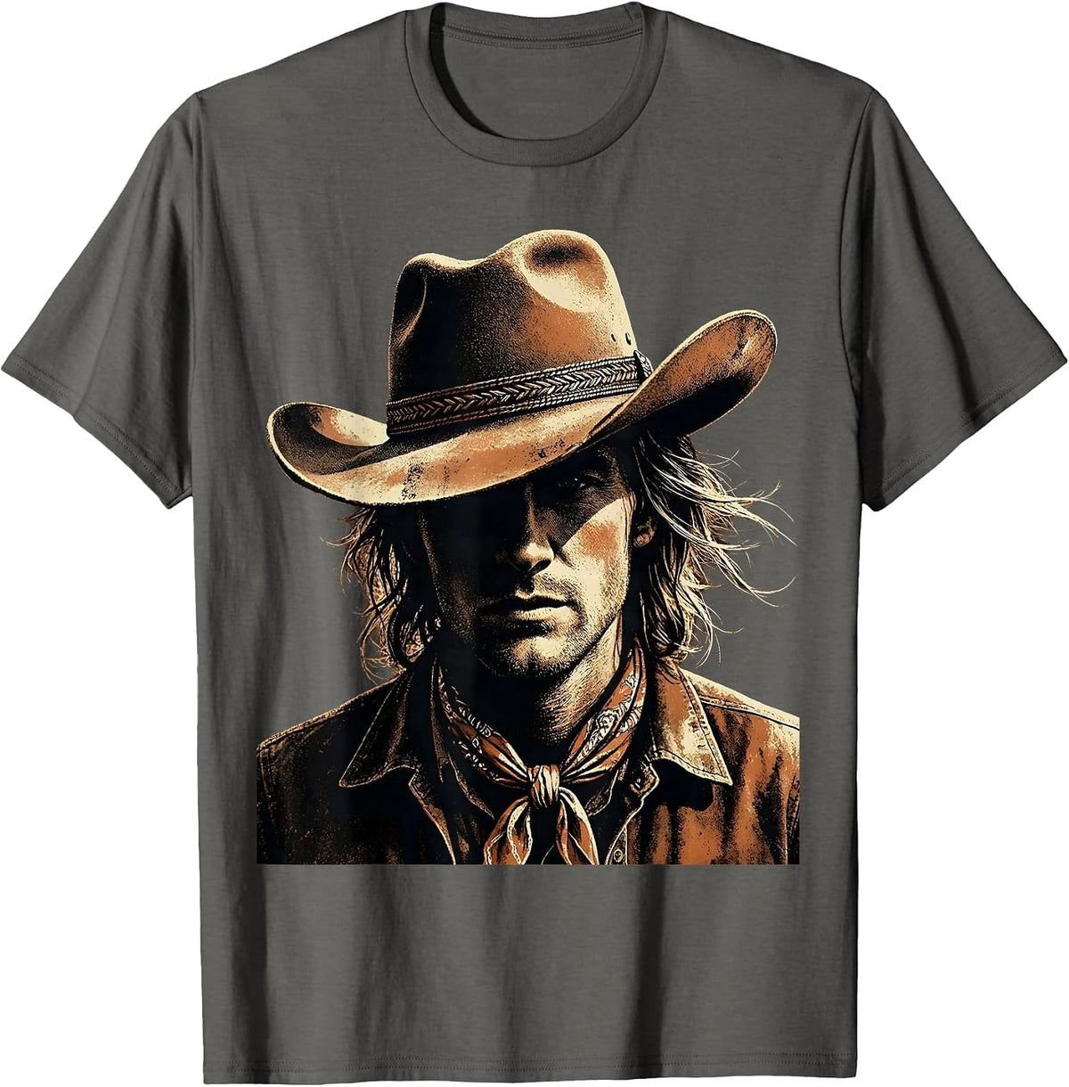 Cowgirl Hat Tilted Graphic Design T-Shirt - Asphalt Grey