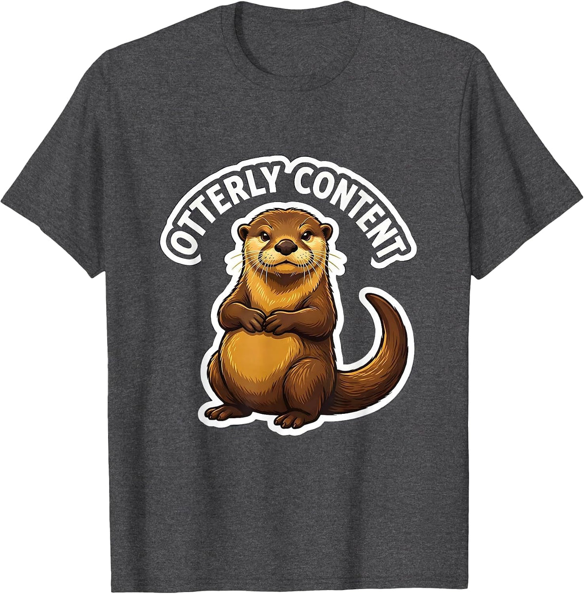 Otterly Content Funny Otter Lover Gift For Kids Teens T-Shirt - Dark Heather Grey