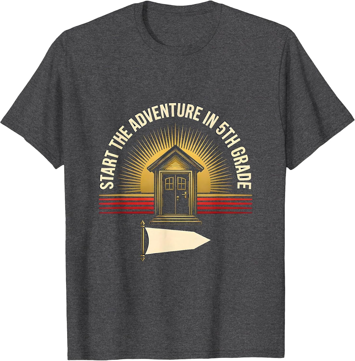 Start The Adventure In 5th Grade Whimsical Back To School T-Shirt - Dark Heather Grey