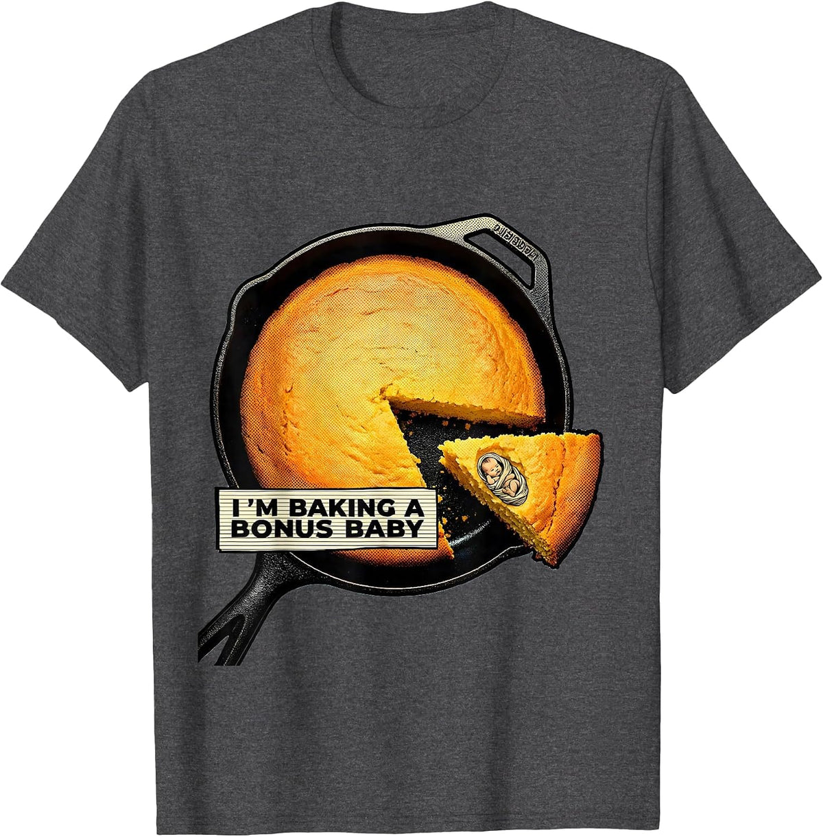 I'm Baking A Bonus Baby Funny Thanksgiving Pregnancy T-Shirt - Dark Heather Grey