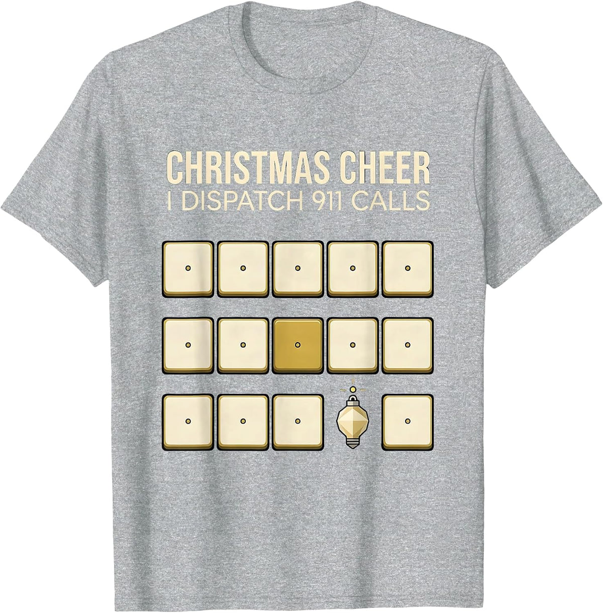 Men's Christmas Cheer I Dispatch 911 Calls Funny 911 Dispatcher T-Shirt - Heather Grey