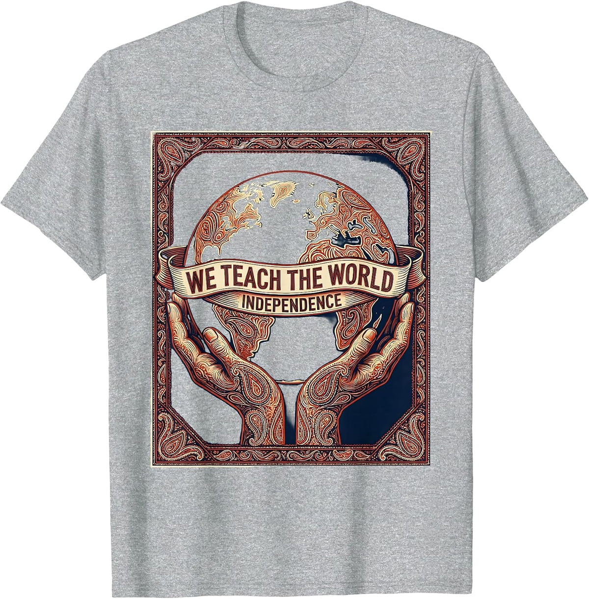 Men's We Teach The World Independence OT Design T-Shirt - Heather Grey