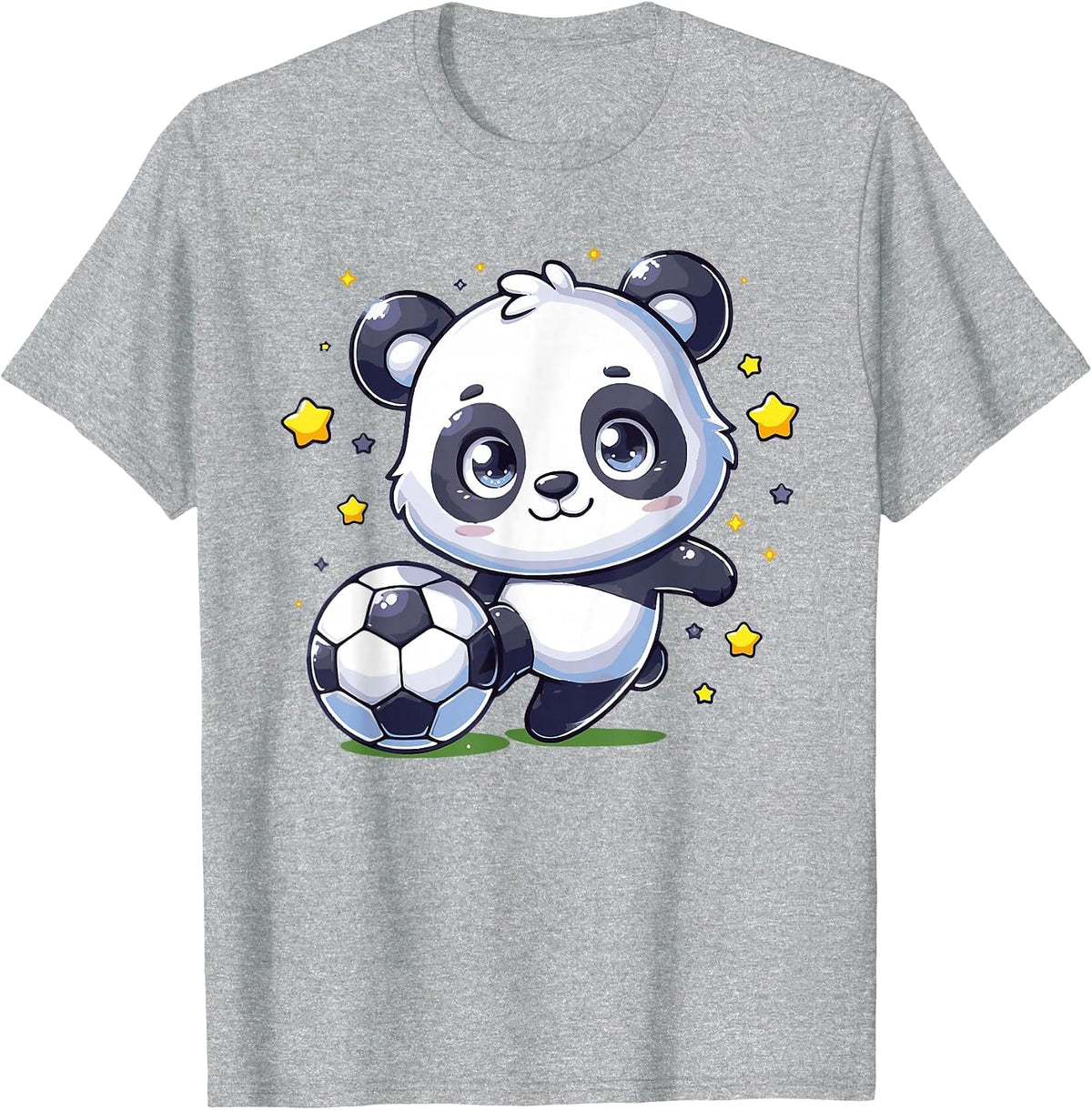 Soccer Player Panda Kicking Soccer Ball Cute Girls Graphic T-Shirt - Heather Grey
