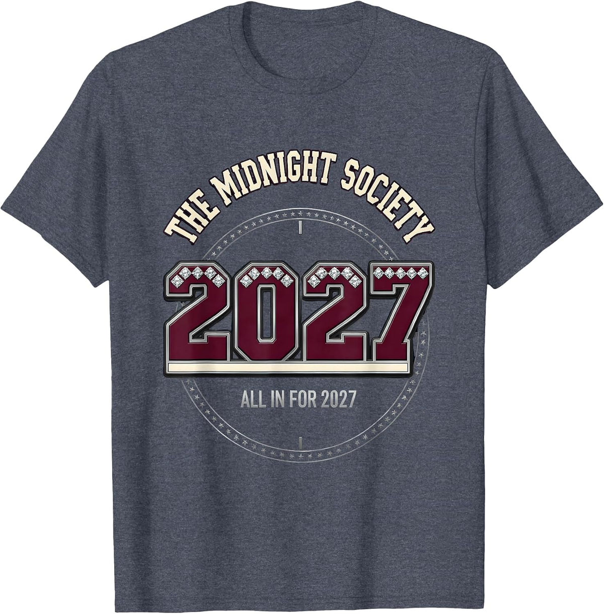 The Midnight Society All In For 2027 Sparkle Varsity Family T-Shirt - Heather Blue