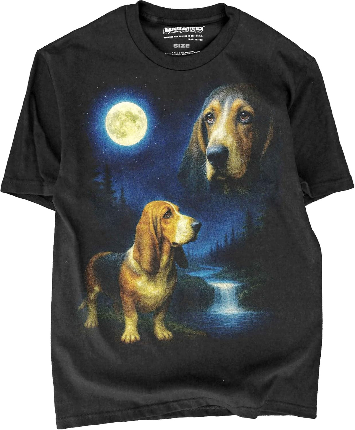 Heavy Metal T-Shirt for Dog Mom and Dad - Men & Women Pet Owners Vintage 80s 90s Retro Futuristic - Basset Hound D3