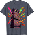 80s Rock Amp Stack Exploding Lightning Bolts T-Shirt - Heather Blue