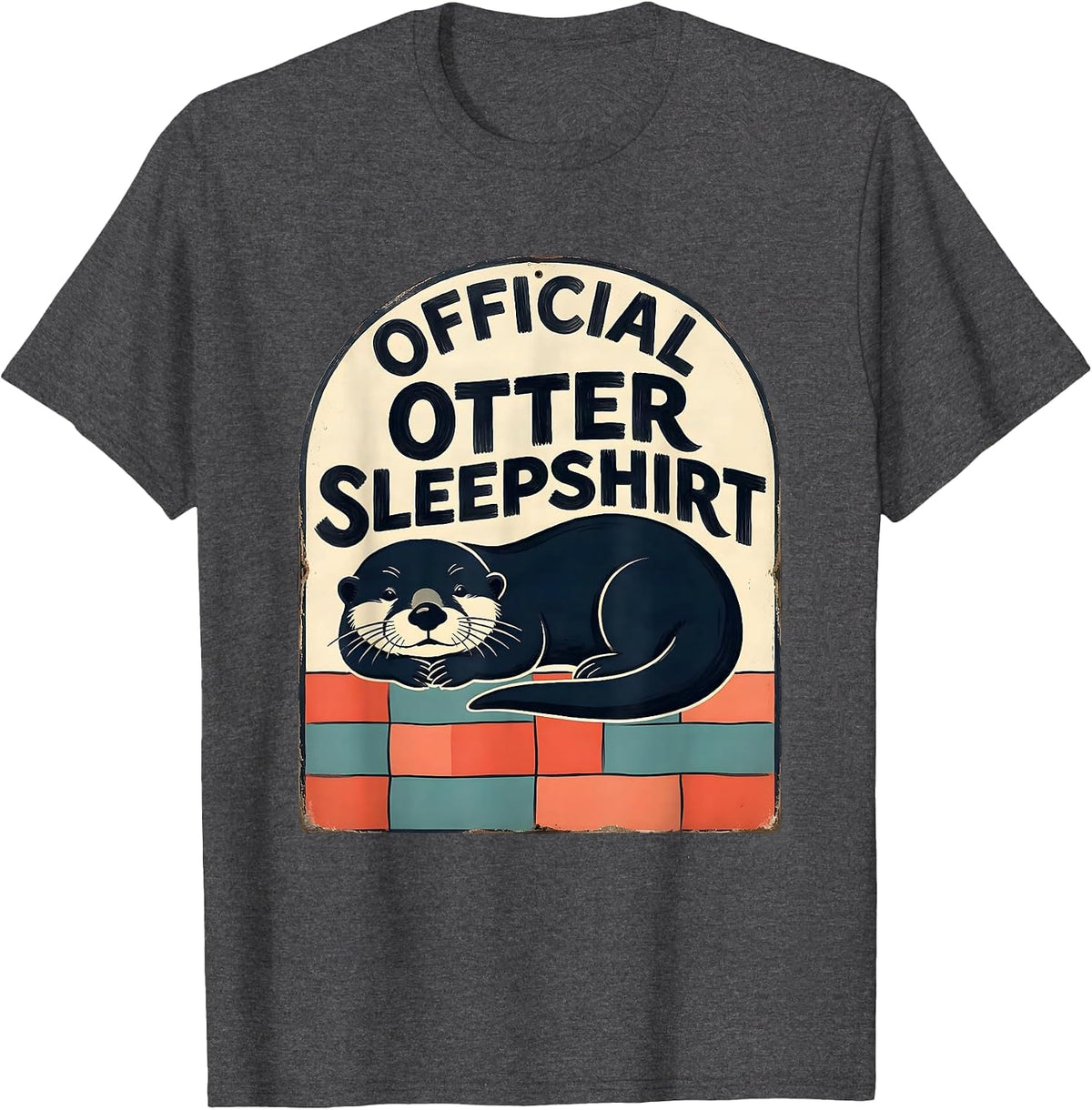 Men's Official Otter Sleepshirt Funny Animal Lover Cozy Nightwear T-Shirt - Dark Heather Grey