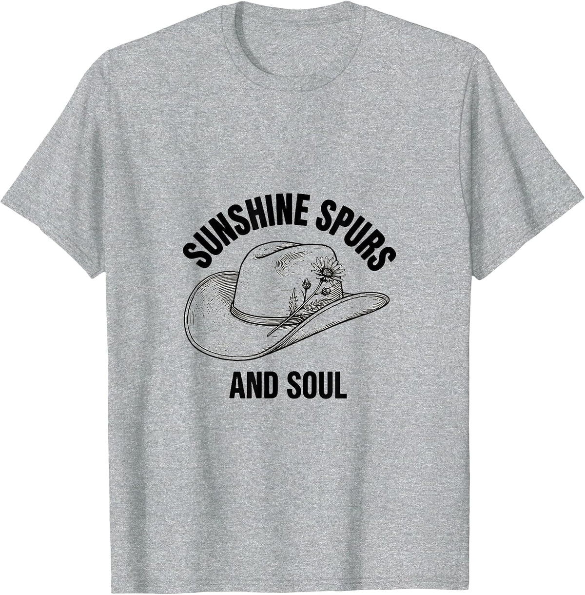 Men's Sunshine Spurs and Soul Cowgirl Design T-Shirt - Heather Grey