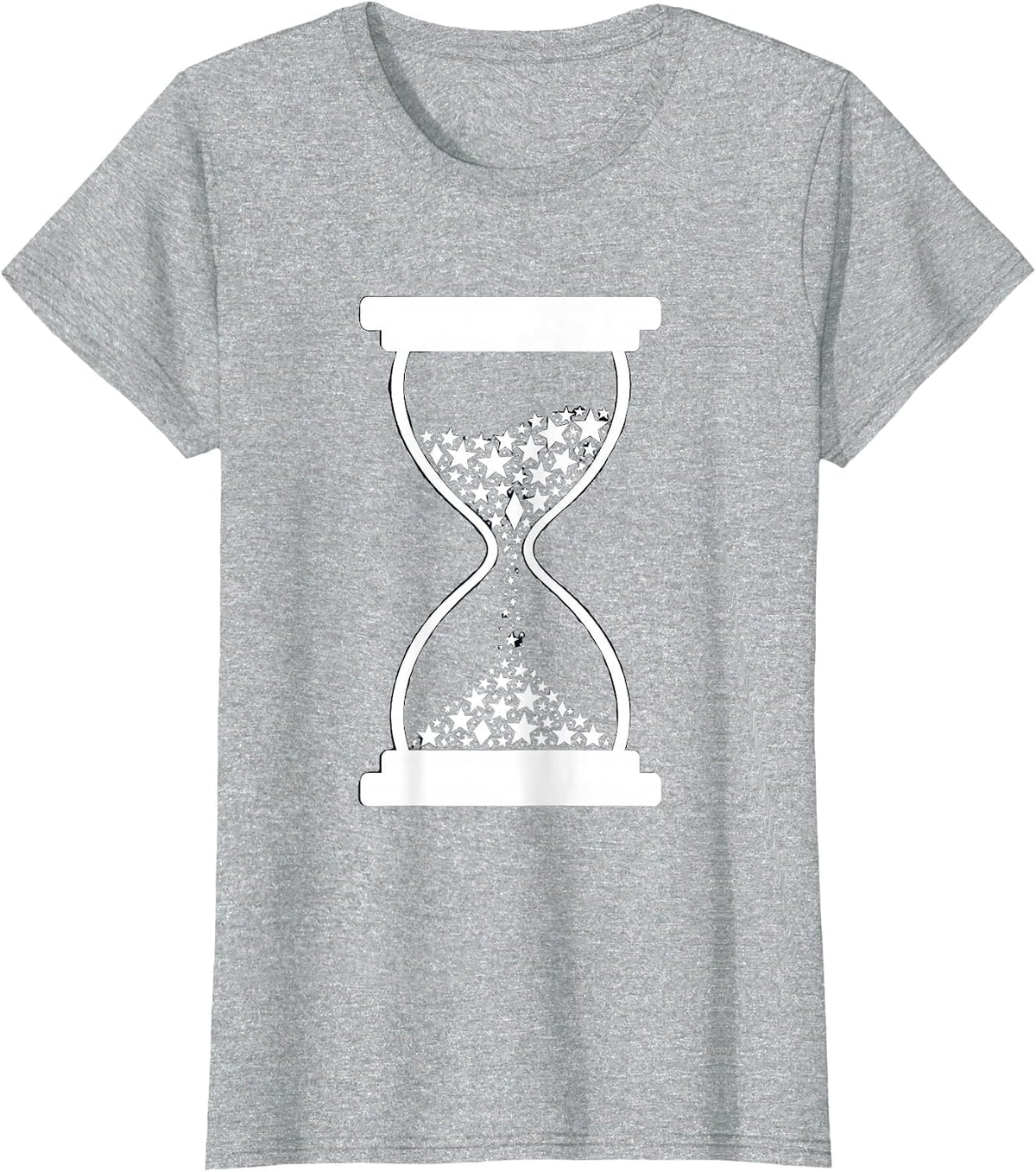 Women's Hourglass Galaxy Falling Stars Cosmic Design T-Shirt - Heather Grey