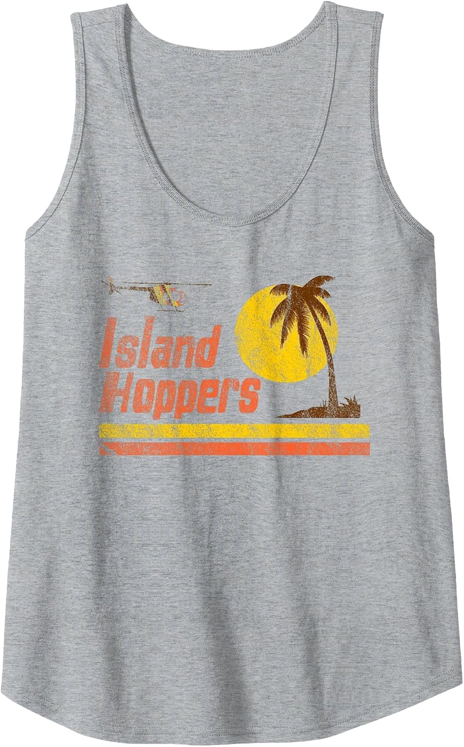 Magnum Island Retro Hoppers Sunset in PI Tank Top - Heather Grey