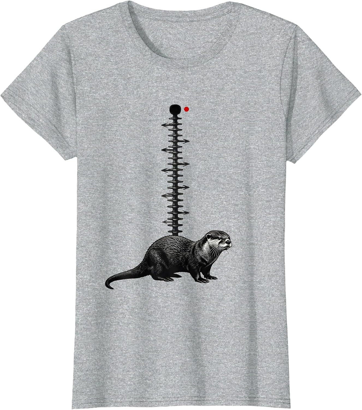 Women's Otter Spine Chart Animal Lover Species Reference T-Shirt - Heather Grey