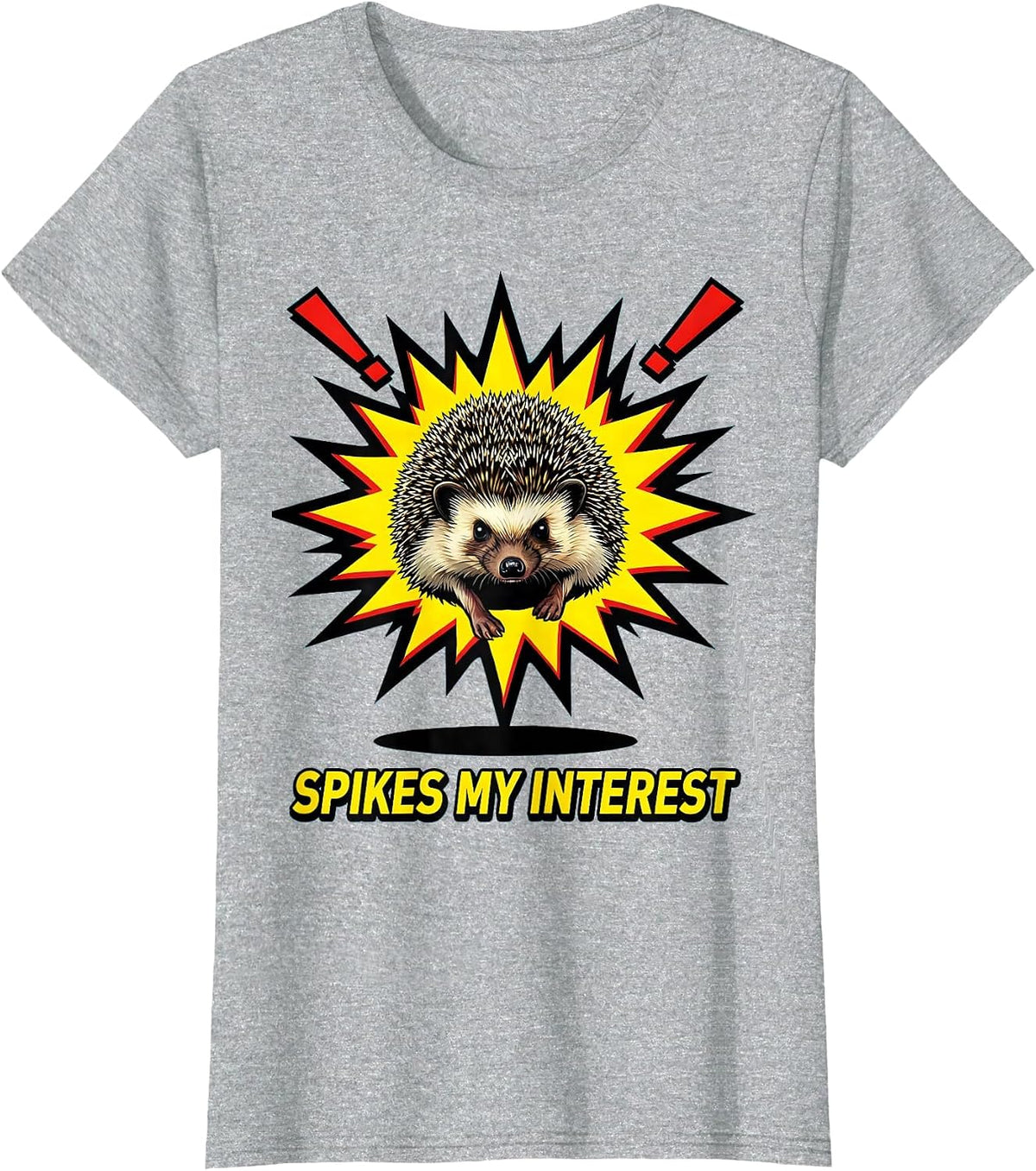 Spikes My Interest Pop Art Cute Hedgehog Lover Gift For Kids T-Shirt - Heather Grey
