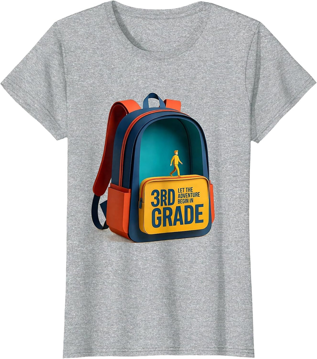 Let The Adventure Begin In 3rd Grade Funny 3rd Grade Teacher T-Shirt - Heather Grey