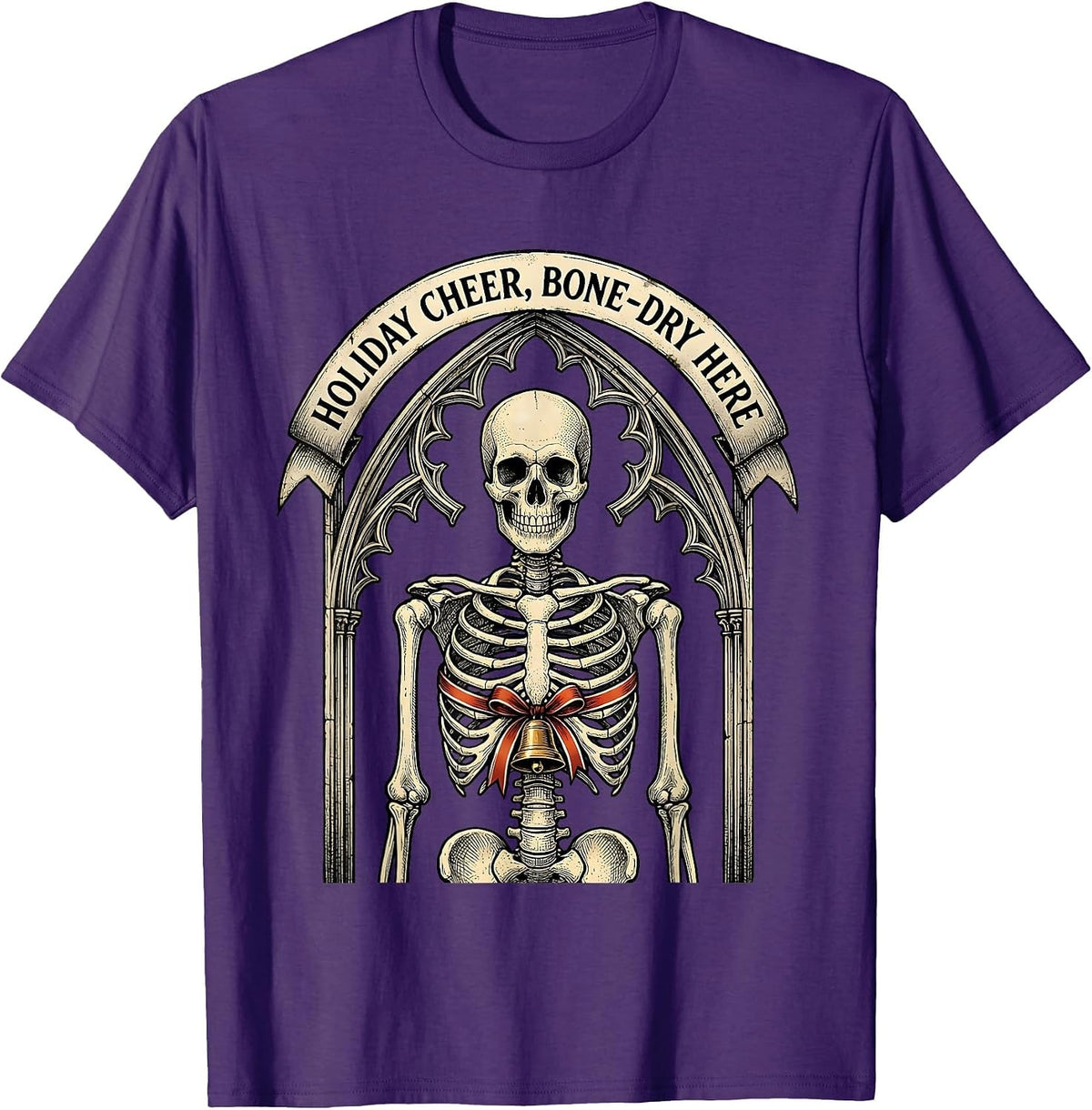 Holiday Cheer Bone-Dry Here Gothic Horror Christmas Humor T-Shirt - Purple