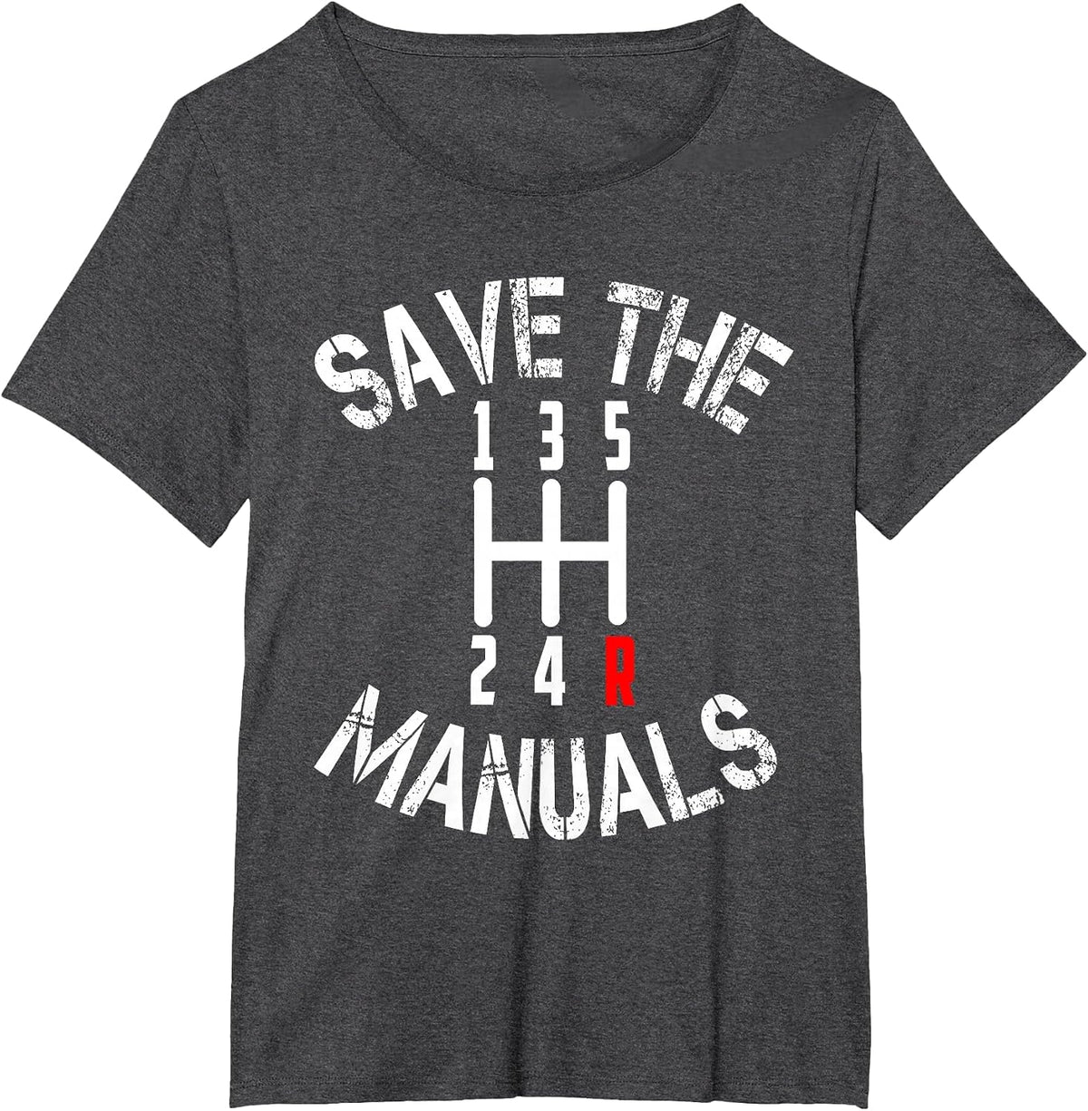 Save The Manuals Three Pedals Transmission JDM Euro T-Shirt T-Shirt - Dark Heather Grey