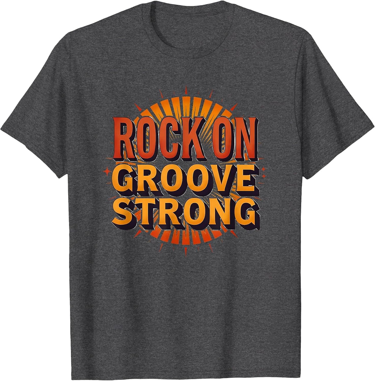 Rock On I Got A Born 2 Rock Groove Strong Retro 70s Design T-Shirt - Dark Heather Grey