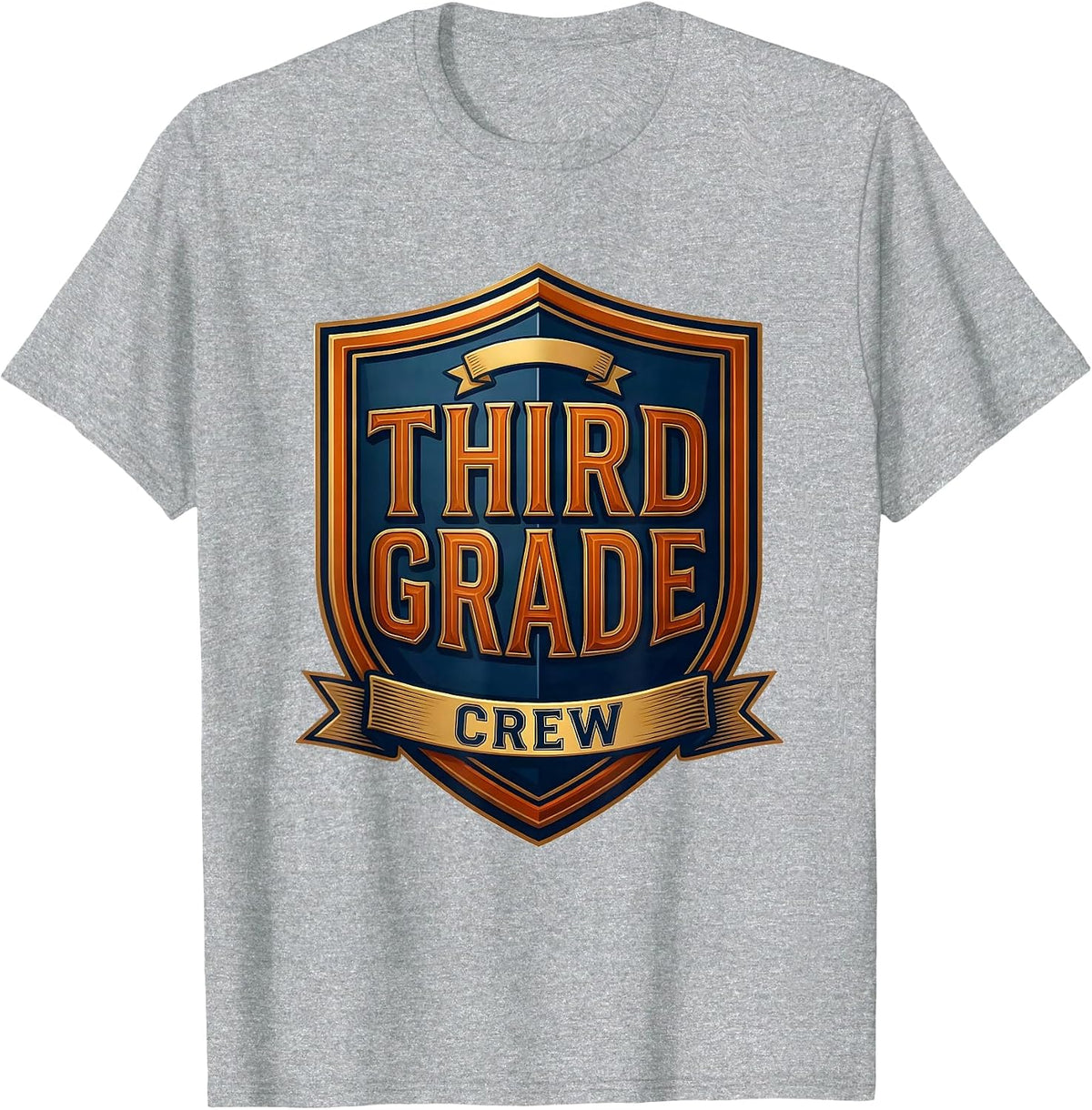 Men's Third Grade Crew Retro Teacher Student Back To School T-Shirt - Heather Grey