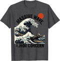 Men's Massive Wave Minor Concern Funny Sea Otter Japanese Art T-Shirt - Dark Heather Grey
