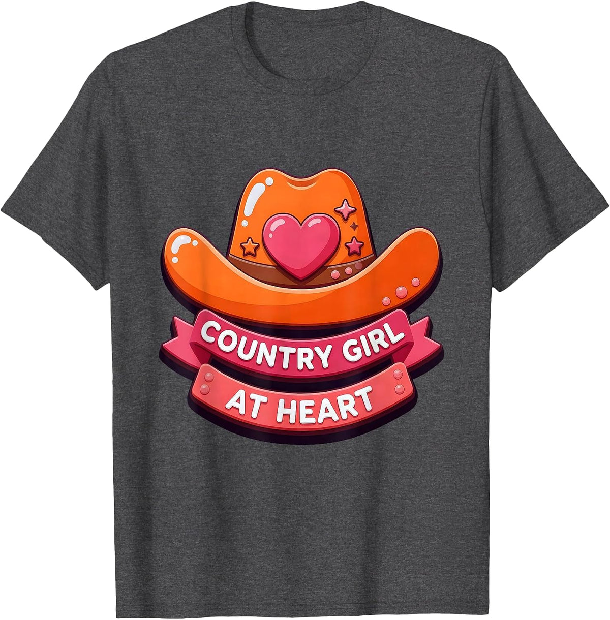 Country Girl At Heart Western Cowgirl Design T-Shirt - Dark Heather Grey