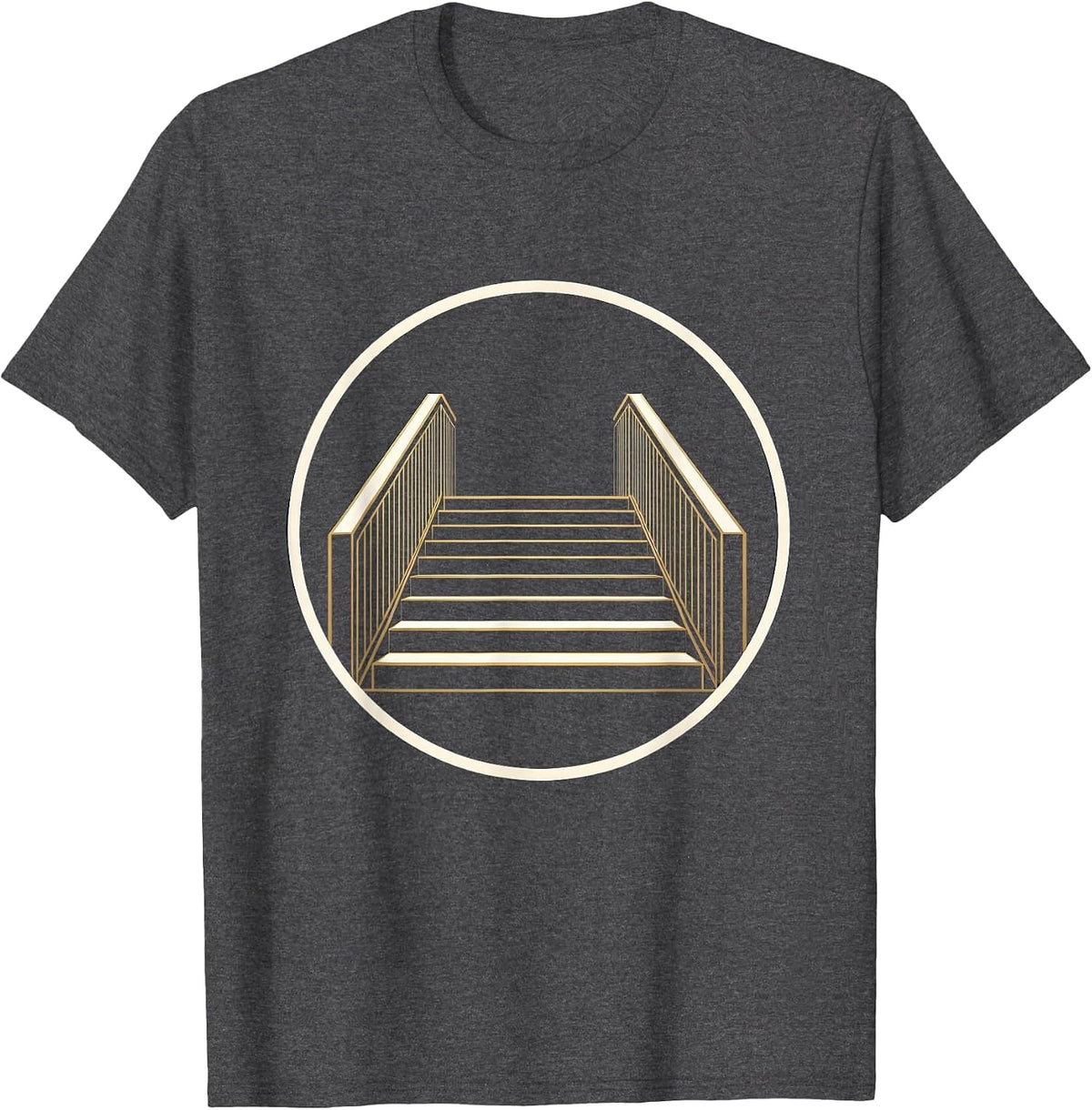 Men's Well-Lit Staircase Double Handrails Fall Prevention T-Shirt - Dark Heather Grey