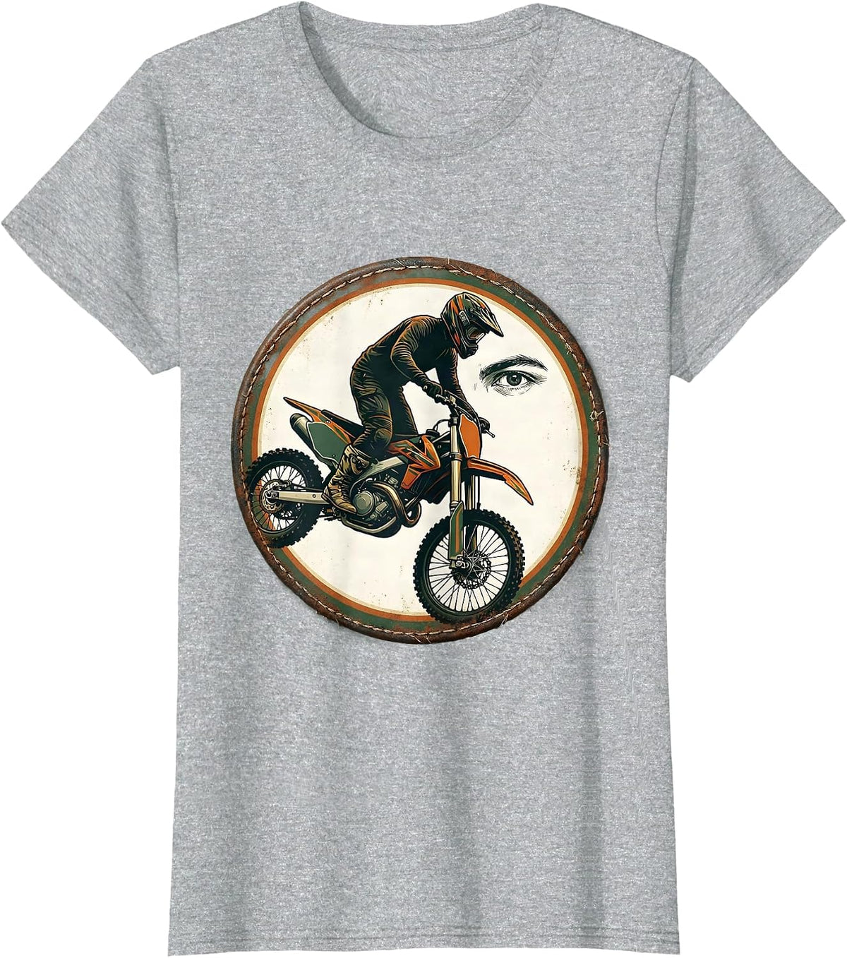 Sealed Vintage Badge Dirt Bike Fall Humor T-Shirt - Heather Grey