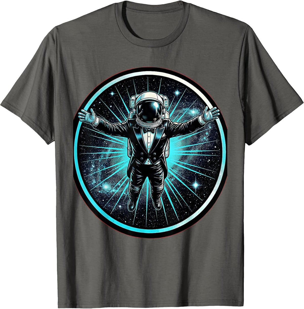 Men's Astronaut in Tuxedo Space Floating Graphic T-Shirt - Asphalt Grey