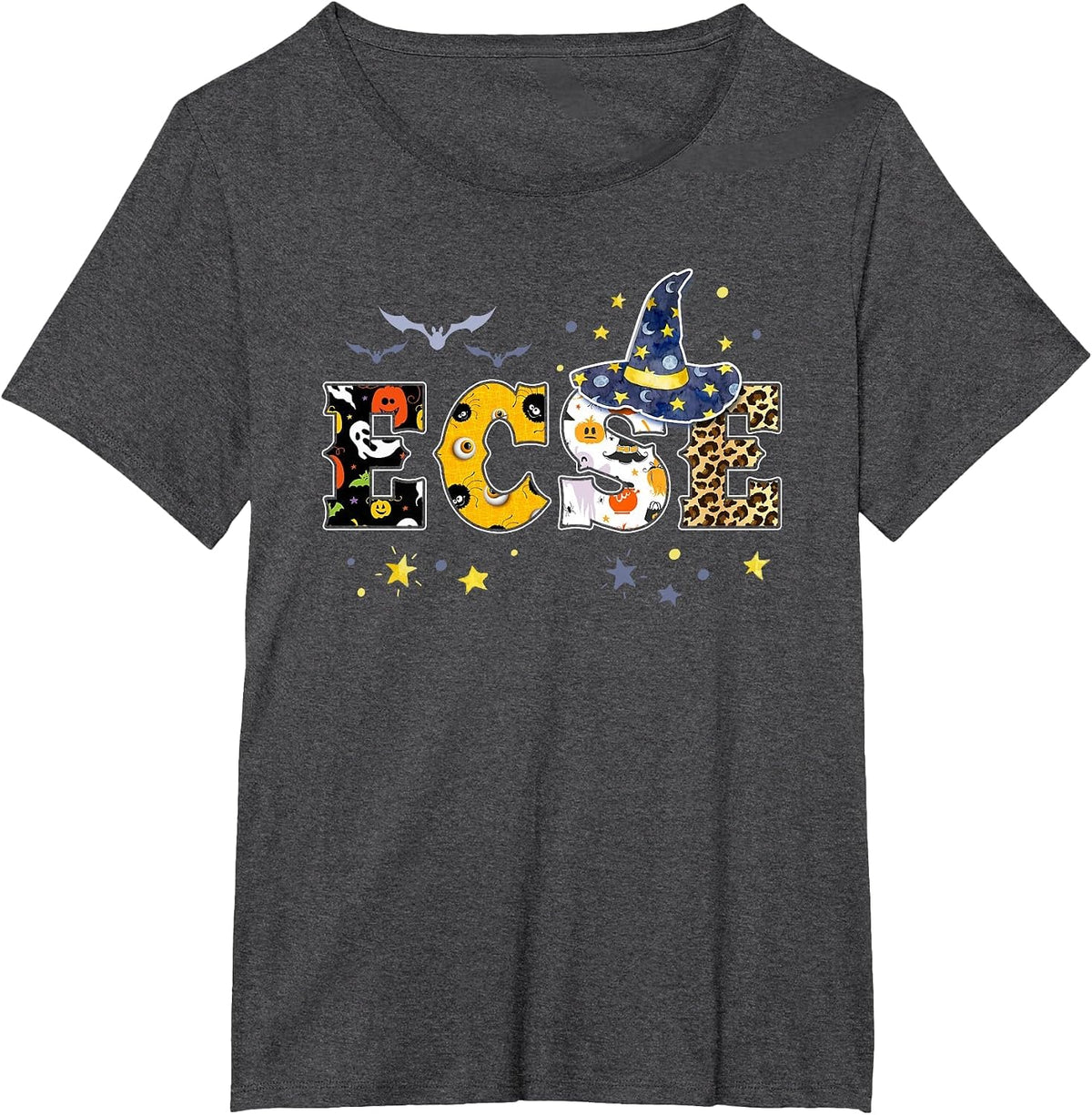 ECSE Witch Halloween Crew Early Childhood Teacher Matching T-Shirt - Dark Heather Grey