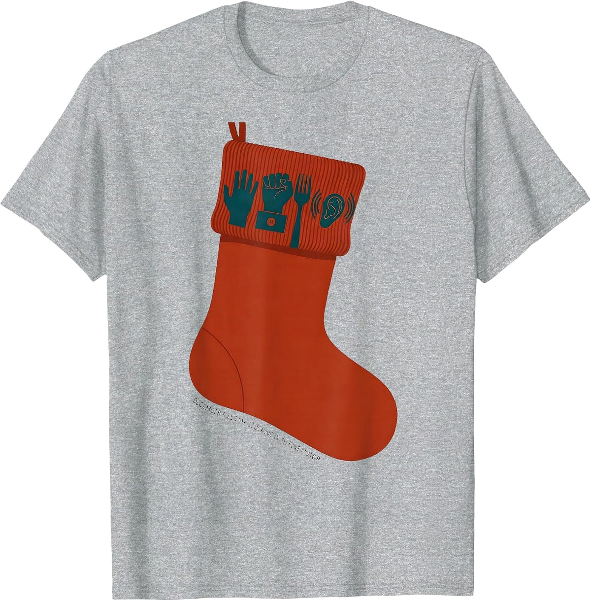 Men's December Fills My Stocking With Fine Motor Occupational T-Shirt - Heather Grey