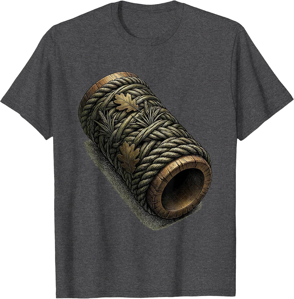 Men's Duck Call Wrapped in Camo Cord Hunting Graphic T-Shirt - Dark Heather Grey